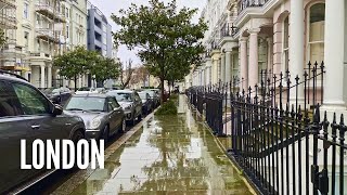 Expensive Areas of London | Notting Hill Walking Tour | Rain Walk ASMR