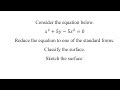Consider the equation below.𝑥^2+5𝑦−5𝑧^2=0Reduce the equation to one of the standard forms.