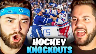 KingWoolz Reacts to BRUTAL HOCKEY KNOCKOUTS For The First Time!!