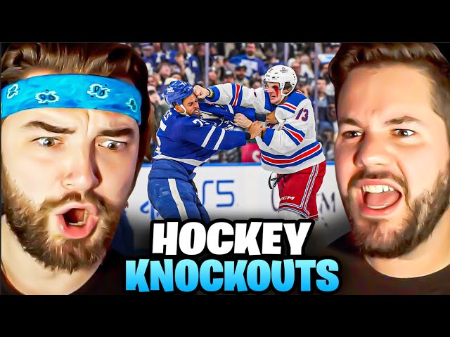 KingWoolz Reacts to BRUTAL HOCKEY KNOCKOUTS For The First Time!! class=