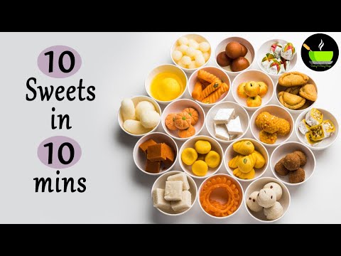 10 sweets in 10 mins   Quick & Easy Sweets Recipe   Instant Sweets Recipe   Homemade Sweet Recipe