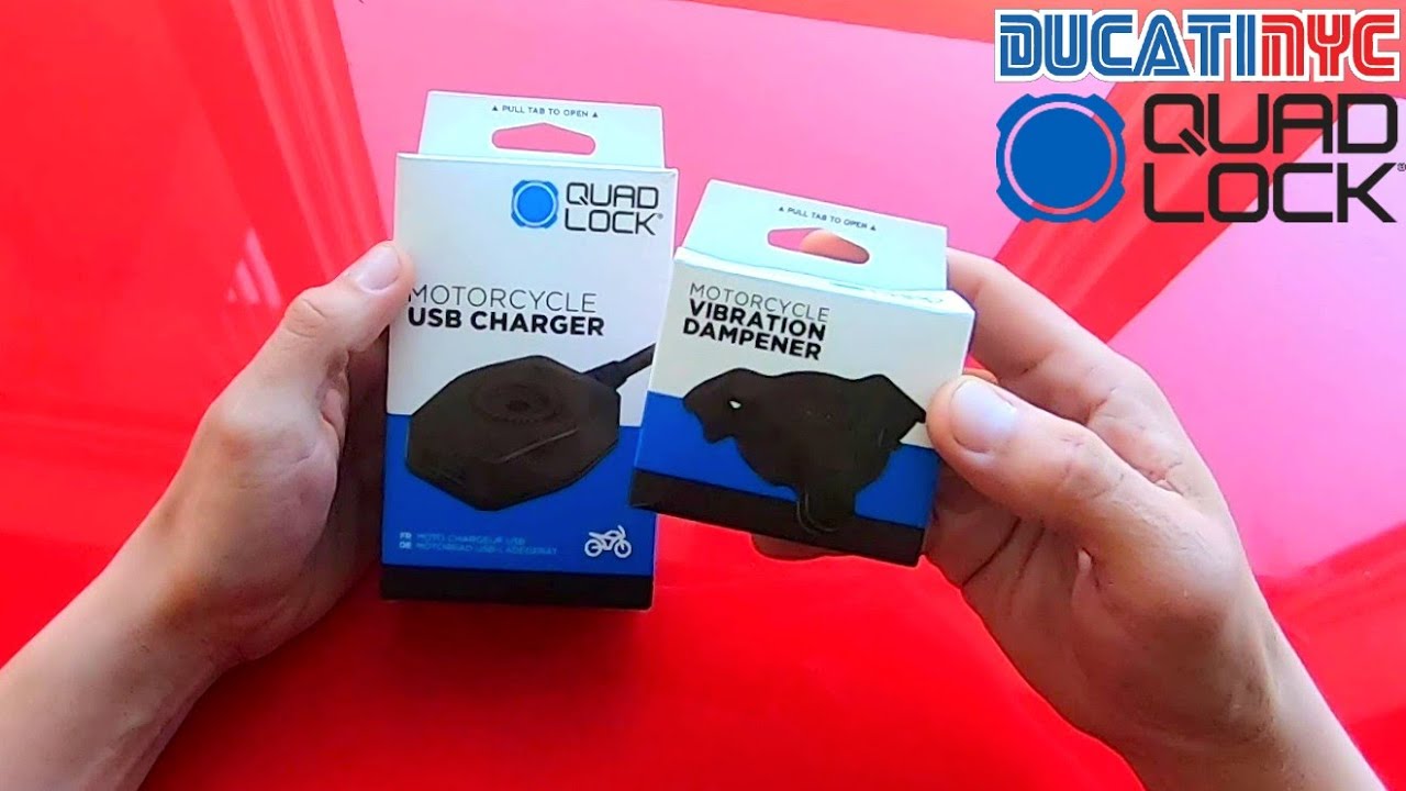 How To setup @Quad_Lock Vibration Dampener + USB Motorcycle Charger |  Ducati Monster Install v1346