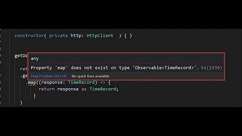 ✔solved: Property 'map' does not exist on type 'Observable'.ts(2339) use .pipe(map..)