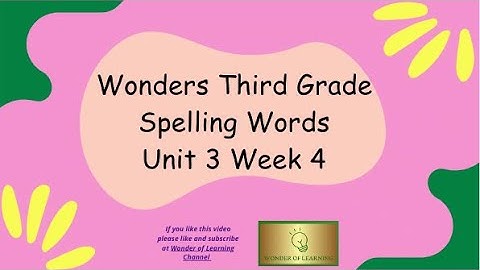 Wonders 3rd Grade Spelling Words Unit 3 Week 4
