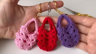 Beautiful  Easy Crochet Mini bag Keychain Patterns/ Örgü Anahtarlık Yapımı / DIY Souvenir Keychain