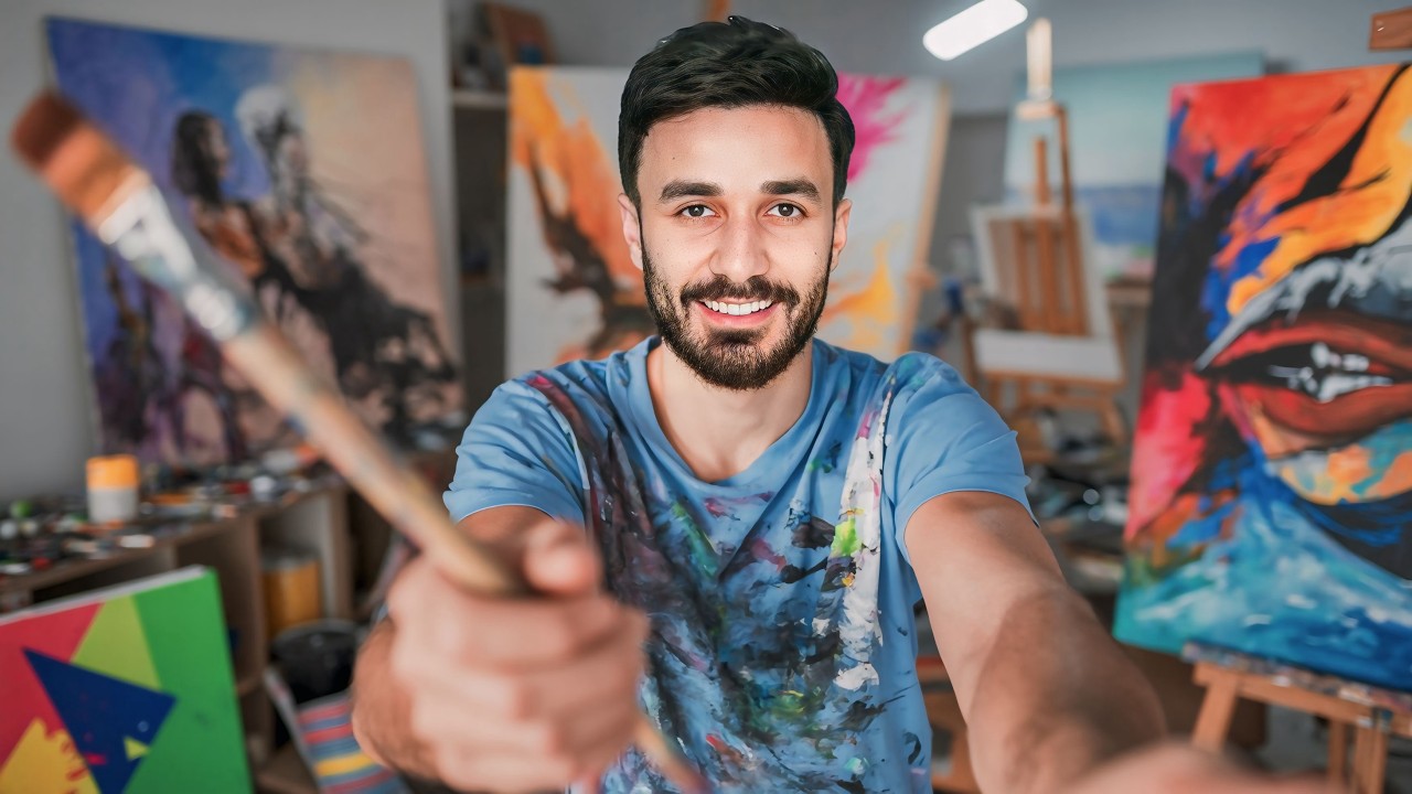 حاولت اصير رسام و افتح معرضي الخاص  🖼️🎨