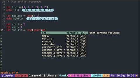 Vimscript Tutorial: List ( extracting sublist )