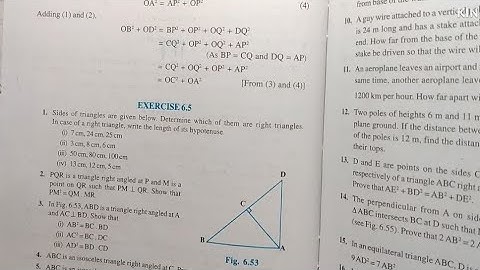 Exercise 6.5 Pythagoras Theorem Chapter 6 Triangles class 10th maths ncert solutions hindi