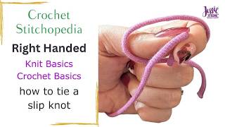 Right Handed: Slip Knot by Hand Tutorial || Jessie At Home® LLC