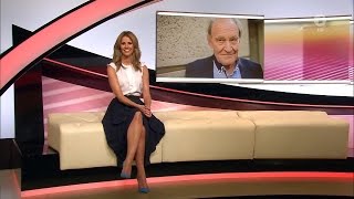 Mareile Höppner - Brisant Hd - 19.07.2016 - White Blouse, Dark Blue Long Skirt & Blue Heels