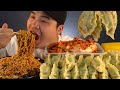 쟁반짜장불닭에 속이 꽉찬 만두, 통단무지 먹방~!! 리얼사운드 social eating Mukbang(Eating Show)