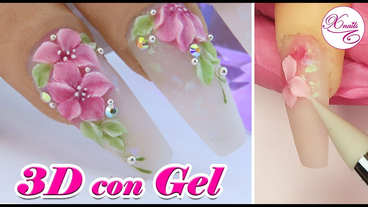 Uñas con FLORES 🌸🌸 en FLAT 3D con GEL Modelador 💅💅/ Xnails - thptnganamst.edu.vn