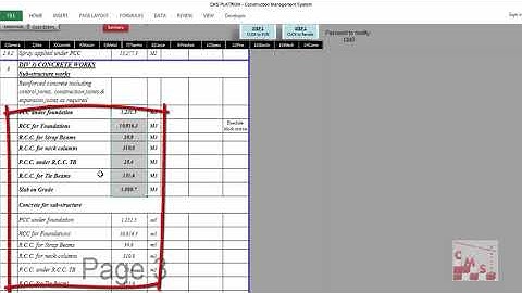 20  Create BILL OF QUANTITIES Automatically by CMS