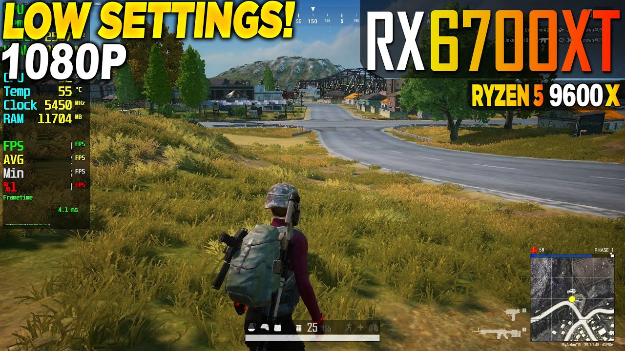 PUBG RX 6700 XT + Ryzen 5 9600x - 1080p Very Low, - YouTube