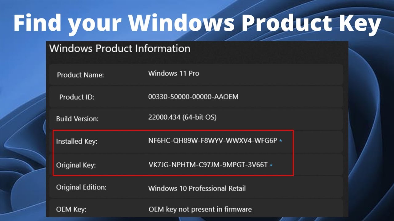 cmd command for retrieving windows 10 pro key