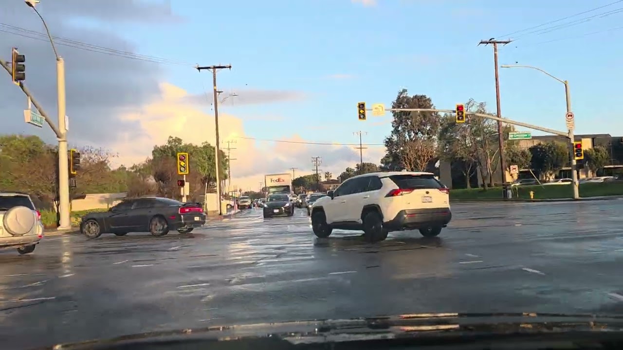 After Rain Evening Drive in Torrance CA | Sunset & Wet Roads | 37 Min No Music