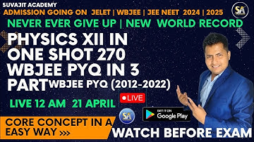 PHYSICS CLASS XII WBJEE PYQ IN ONE SHOT | 270 MCQ