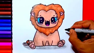 How to draw a cute lion easy | Zed cute drawings