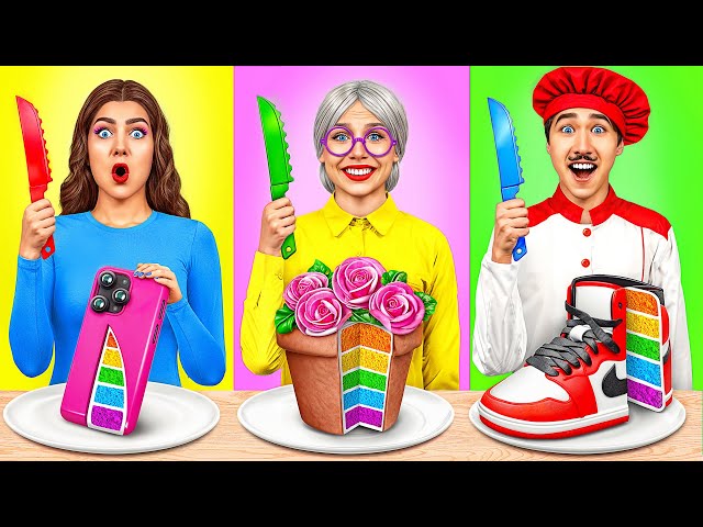 Me vs Grandma Cooking Challenge | Cake vs Real Food Challenge by Multi DO class=