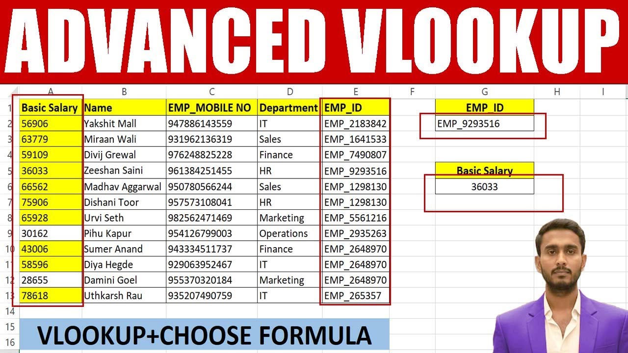 Advanced Vlookup Formula In MS Excel With Choose Formula | Vlookup ...