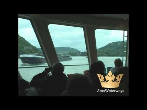 AmaWaterways' river cruise ship sailing down the Rhine Gorge, from Koblenz to Rudesheim, after starting out from Amsterdam en route down the Rhine and Danube Rivers to Budapest, which was ...