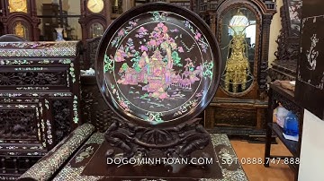 " Báo Giá " Đĩa khảm Văn Vương Cầu Hiền, được khảm ốc Singapo đỏ lửa quý hiếm