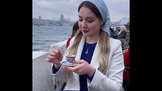 Beautiful chechen girl at Bosphorus Strait, Turkey