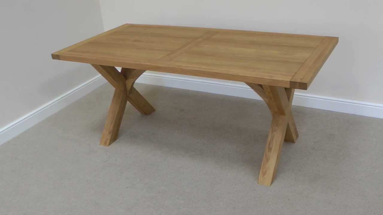 1 8m Provence European Oak Cross Leg Dining Table Youtube