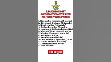 Agniveer airforce syllabus, agniveer y group reasoning important chapters 1/2026 #shorts