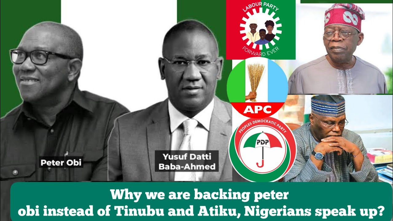 Why we are backing peter obi instead of Tinubu and Atiku, Nigerians ...