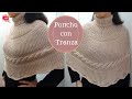 Poncho con trenza para Mujer DOS AGUJAS