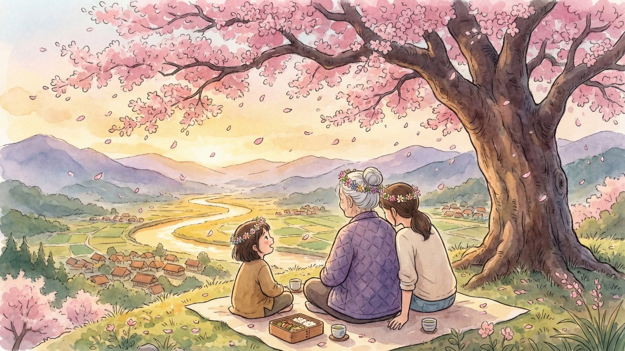 Cozy Cherry Blossom Picnic with Grandma 🌸 Studio Ghibli-Style Anime ASMR Under Sakura Tree