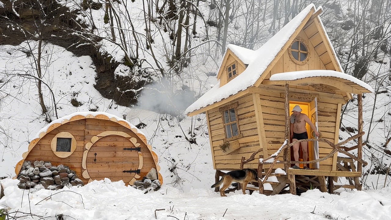 Deep in the Forest: A Wooden House and Sauna Built by Hand