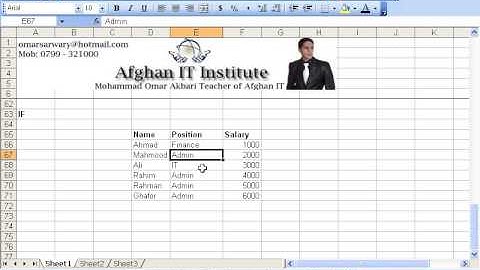 MS Excel 2003 Part 26) Functions in Dari / Farsi Omar Akbari