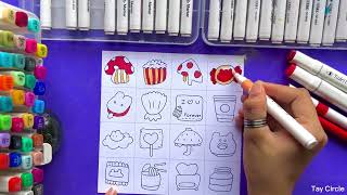 DIY Handmade Stickers using Alcohol Markers | Drawing, Coloring Sketchbook with Alcohol Markers