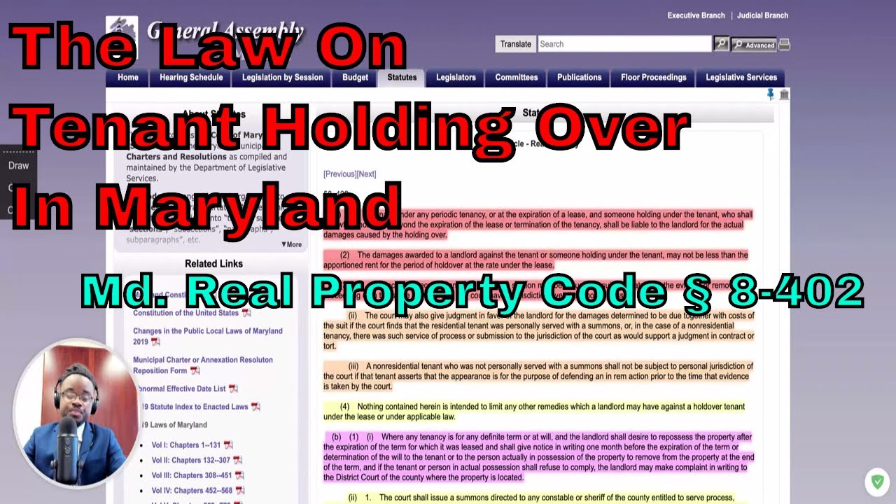 The Law on Tenant Holding Over In Maryland Md. Real Property Code § 8