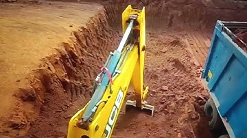 JCB 3dx Working for pond making with Loading Mud Tata 2518 and Tata 3118 Truck