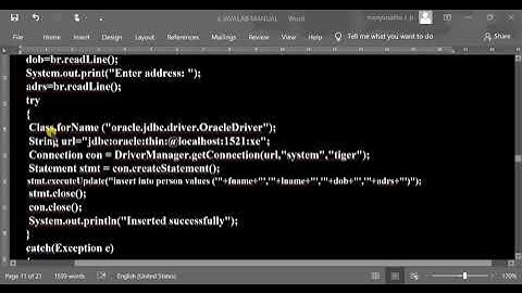 Write a Java program with JDBC to store the details of a person on to an Oracle database table.