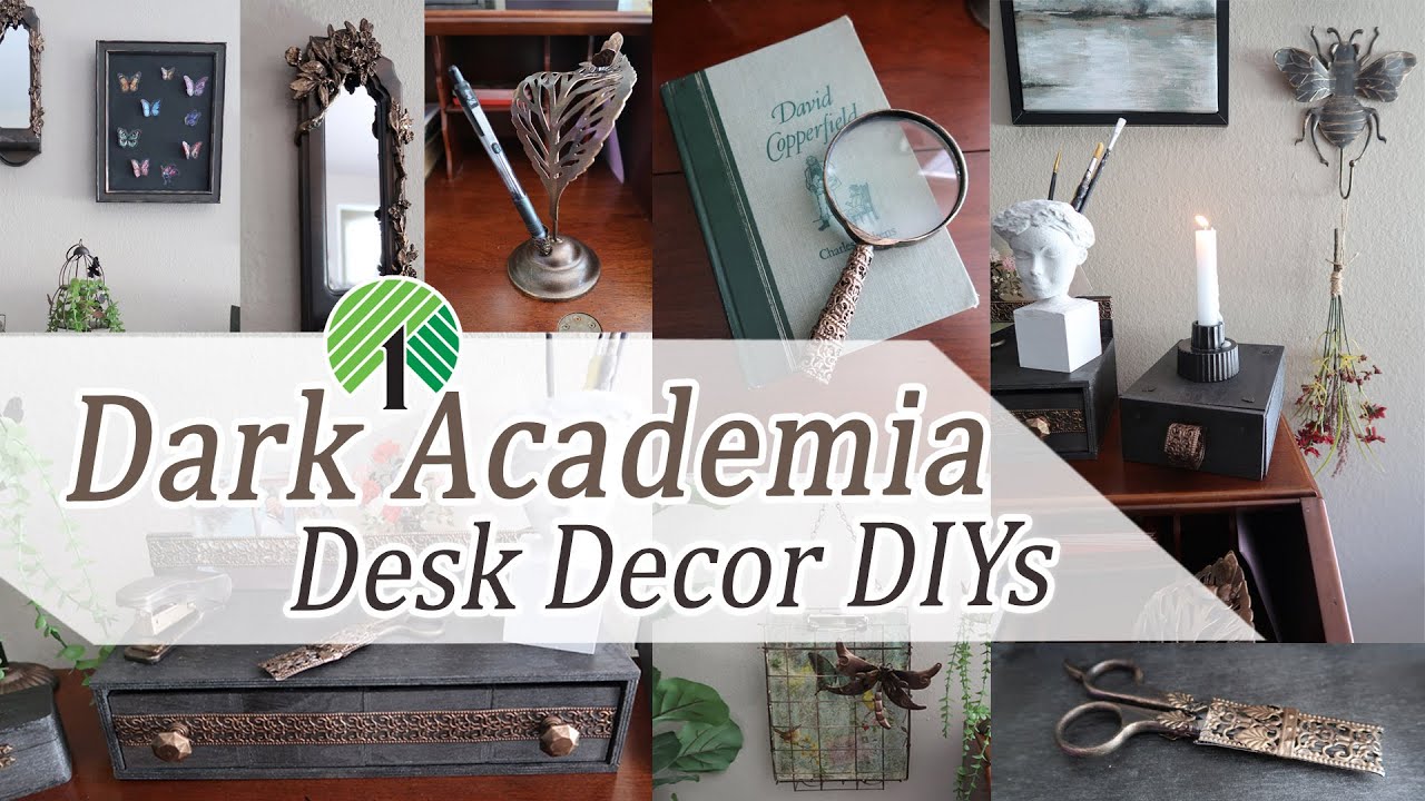 DARK ACADEMIA DESK DECOR / DOLLAR TREE DESK DIYs 