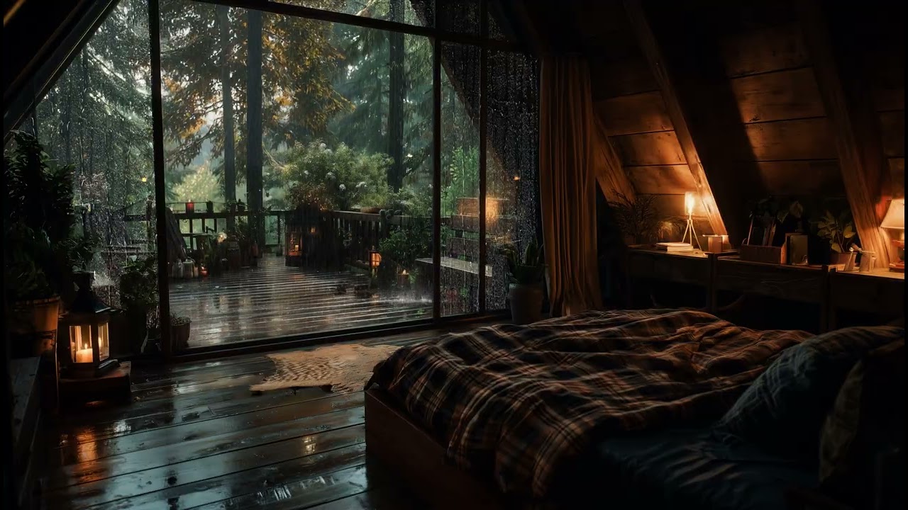 Лесная хижина, окружённая дождём 🌧 | Расслабляющие звуки дождя для глубокого сна