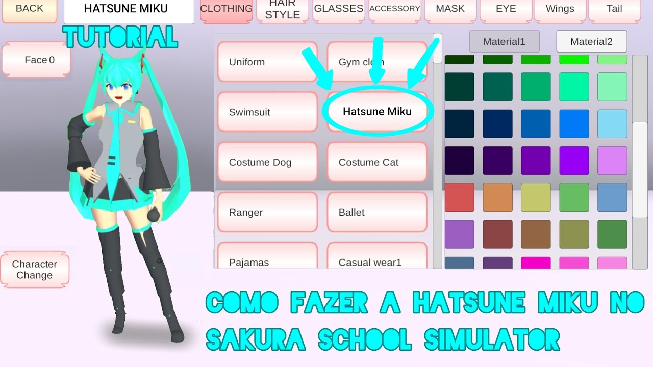 COMO FAZER A HATSUNE MIKU NO SAKURA SCHOOL SIMULATOR ( TUTORIAL )
