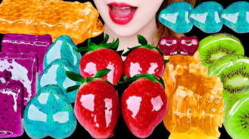 ASMR RAINBOW TANGHULU, WHITE STRAWBERRY, HONEYCOMB, RED DRAGON CANDIED FRUIT EATING SOUNDS MUKBANG