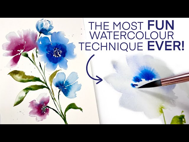 Effortless Watercolour Flowers! You HAVE To Try This Technique! class=