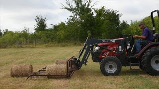 Mini round bale accumulator from Small Farm Innovations