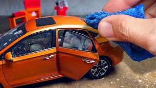 Washing Dirty 🤮 Miniature Hyundai Verna 1:18 Scale Diecast Car (satisfying car wash)
