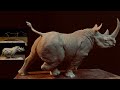 How to Sculpt a RHINO using water based clay - wire structuring/modeling/finishing