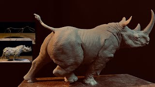 How to Sculpt a RHINO using water based clay - wire structuring/modeling/finishing