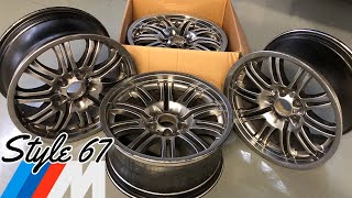 BMW Style 67 rim restoration - curb rash repair - powder coating wheels. S54 wagon build part 13