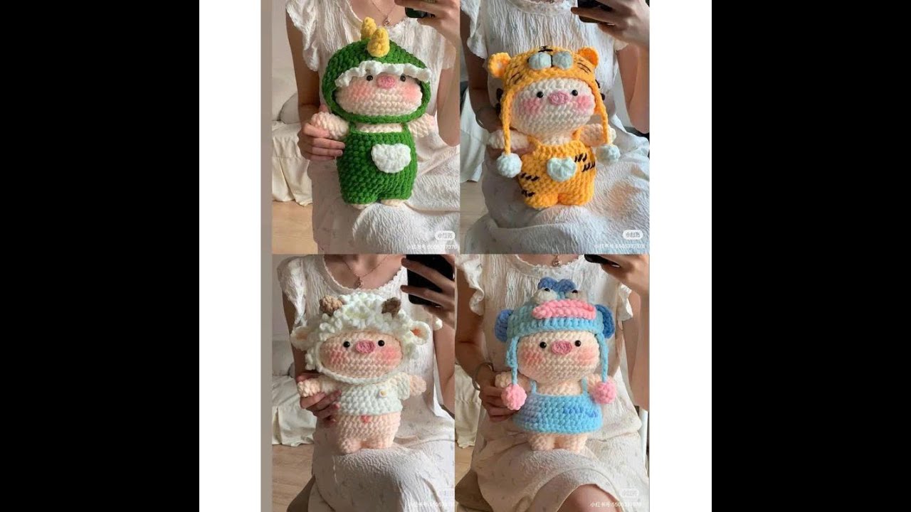 Hướng dẫn móc heo bằng len nhung đũa