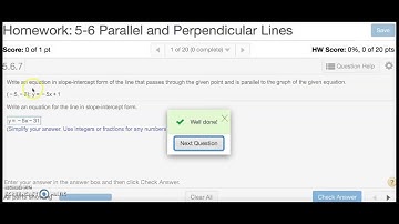 Algebra 1: 5-6 Parallel and Perpendicular Lines MathXL